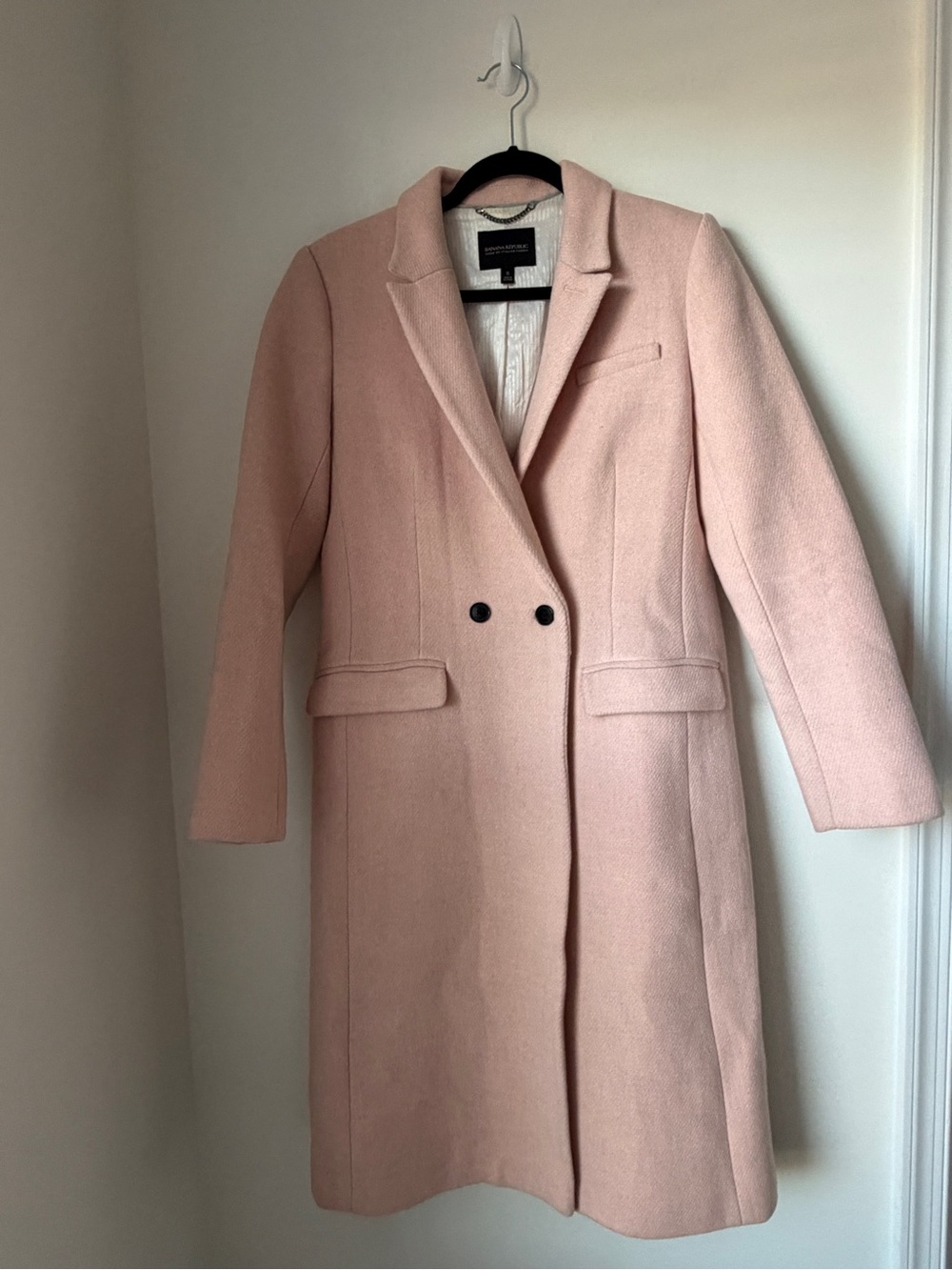 Banana Republic Blush Pink Wool-Blend Long Trench Coat